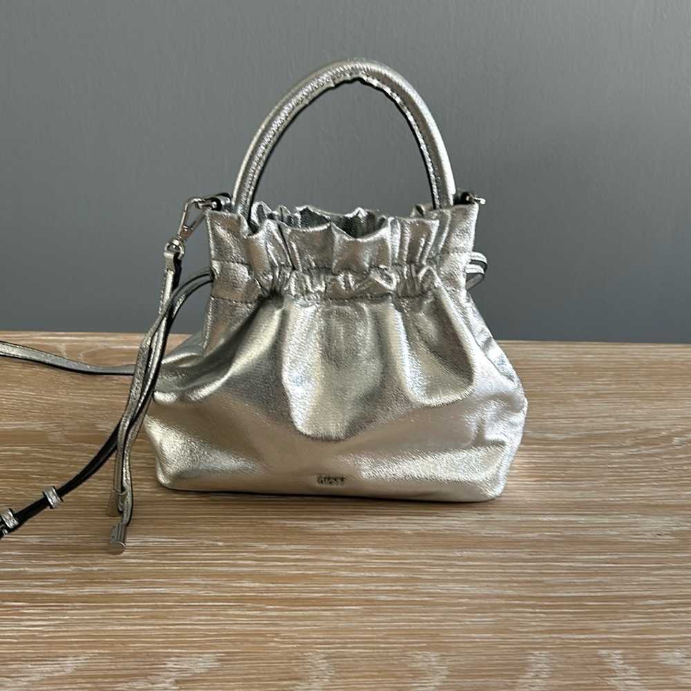 NWOT DKNY Silver Crossbody Bag
